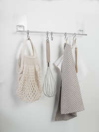 Bestlock Magic No Drilling Wall Mountable Kitchen Utensil Hanging Rack with 8 Hooks