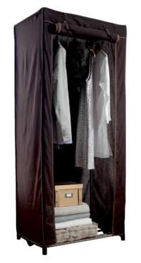 Cottage Canvas Metal Frame Portable Wardrobe - Brown