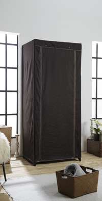 Cottage Canvas Metal Frame Portable Wardrobe - Brown