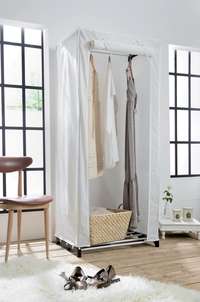 Cottage Canvas Metal Frame Portable Wardrobe - Brown