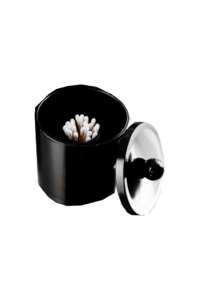 Cotton Bud/Wool Holder with Lid - Black