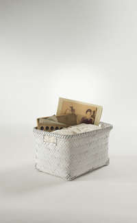 "Dalat" Medium Bamboo Storage Basket - White