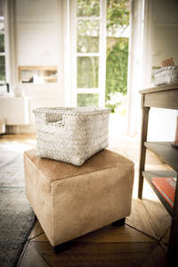 "Dalat" Medium Bamboo Storage Basket - White