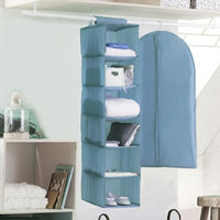 Blue hanging clothes organiser 6 compartments