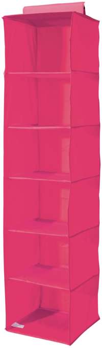 Hanging Clothes Organiser with 6 Compartments - Pink