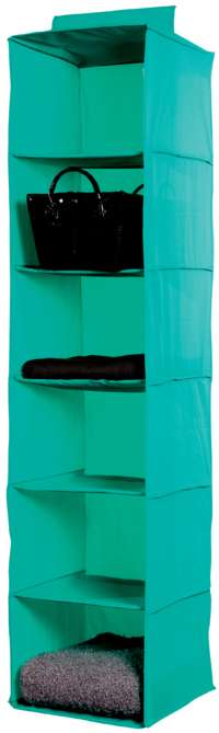 Hanging Clothes Organiser with 6 Compartments - Emerald Green