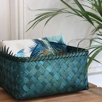 "Hanoi" Large Bamboo Storage Basket - Green duck