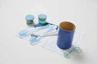 Large Bamboo Utensil Holder - Indigo Blue