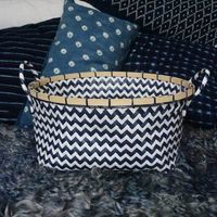 Navy blue "Zig-Zag" storage basket
