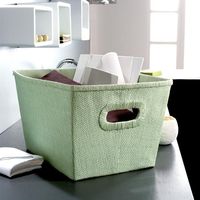 "Lili" Woven Storage Basket with Handles - Green