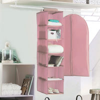 Pink hanging clothes organiser 6 compartments
