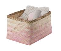 "Noumea" Large Bamboo Basket - Pink/Brown