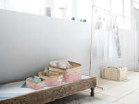 "Noumea" Small Bamboo Basket - Pink/Brown