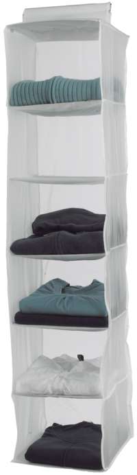 Milky Hanging Clothes Organiser with 6 Compartments