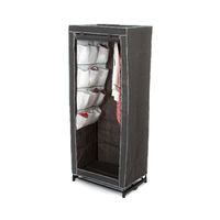 Cottage Canvas Metal Frame Portable Wardrobe with Organiser