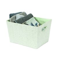 "Lili" Woven Storage Basket with Handles - Green