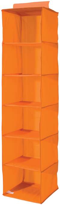 Hanging Clothes Organiser with 6 Compartments - Orange