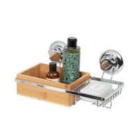 Bestlock Suction Wall Mountable Storage Rack with Soap Dish - Bamboo