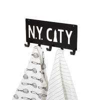 "NY City" Wall Mounted 5 Hook Hanger - Black