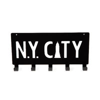 "NY City" Wall Mounted 5 Hook Hanger - Black