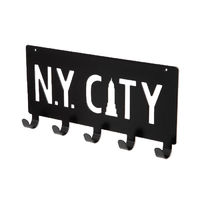"NY City" Wall Mounted 5 Hook Hanger - Black
