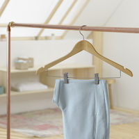 "Woody" Notched Clothes Hanger with Clips
