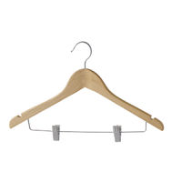 "Woody" Notched Clothes Hanger with Clips