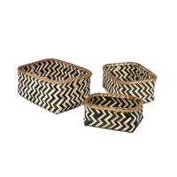 Set of 3 "Zebra" Bamboo Storage Baskets - Black/Natural