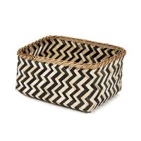 "Zebra" Large Bamboo Basket - Black/Natural