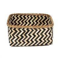 "Zebra" Large Bamboo Basket - Black/Natural