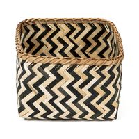 "Zebra" Large Bamboo Basket - Black/Natural