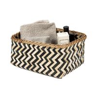 "Zebra" Large Bamboo Basket - Black/Natural