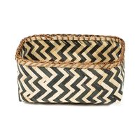 "Zebra" Medium Bamboo Basket - Black/Natural