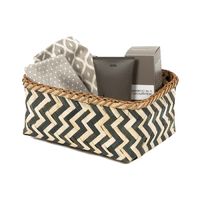 "Zebra" Medium Bamboo Basket - Black/Natural