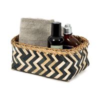 "Zebra" Small Bamboo Basket - Black/Natural