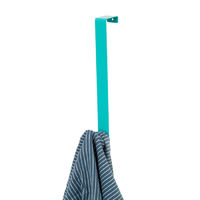 "Solo" Steel Over Door Easy Reach Hanging Hook - Aqua Blue