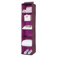 Hanging Clothes Organiser with 6 Compartments - Burgundy