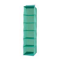 Hanging Clothes Organiser with 6 Compartments - Light Green