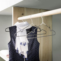 Set of 3 "Sticky" Non Slip Notched Hangers - Grey and White