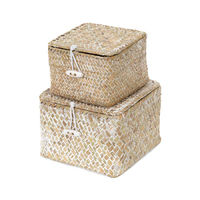 Set of 2 "Tresor" Seagrass Storage Baskets - Beige