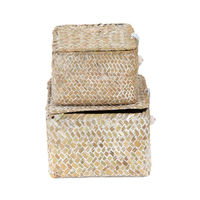 Set of 2 "Tresor" Seagrass Storage Baskets - Beige