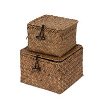 Set of 2 "Tresor" Seagrass Storage Baskets - Brown