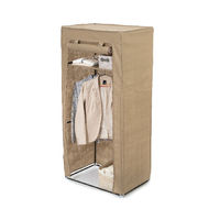Metal Frame Portable Wardrobe with Shelf - Brown