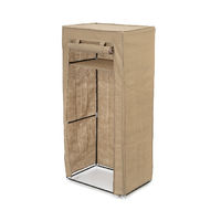Metal Frame Portable Wardrobe with Shelf - Brown
