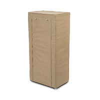 Metal Frame Portable Wardrobe with Shelf - Brown