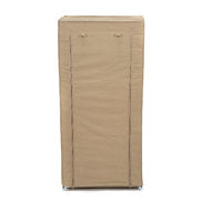 Metal Frame Portable Wardrobe with Shelf - Brown