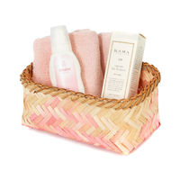 "Noumea" Small Bamboo Basket - Pink/Brown
