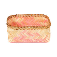 "Noumea" Small Bamboo Basket - Pink/Brown