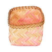 "Noumea" Small Bamboo Basket - Pink/Brown