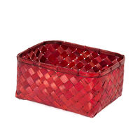 "Hanoi" Large Bamboo Storage Basket - Red